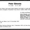 Simonis Peter 1919-1975 Todesanzeige